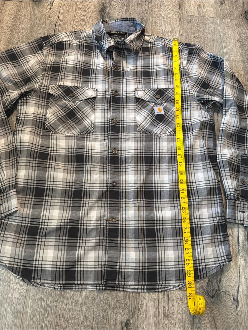 Carhartt Black and White Plaid Button-Down Work Shirt - Picture 5 of 11